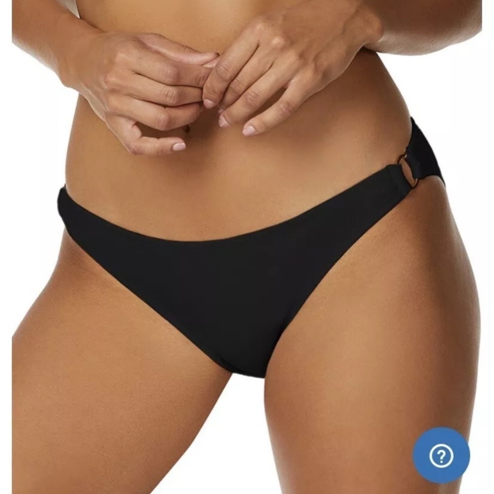 Bebe Black Bikini Bottom with Gold Ring Accent